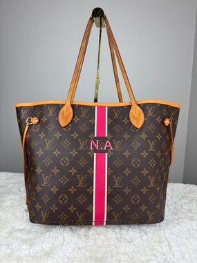 Louis Vuitton Monogram Canvas Tote with Pink Stripe limited MM 2011
